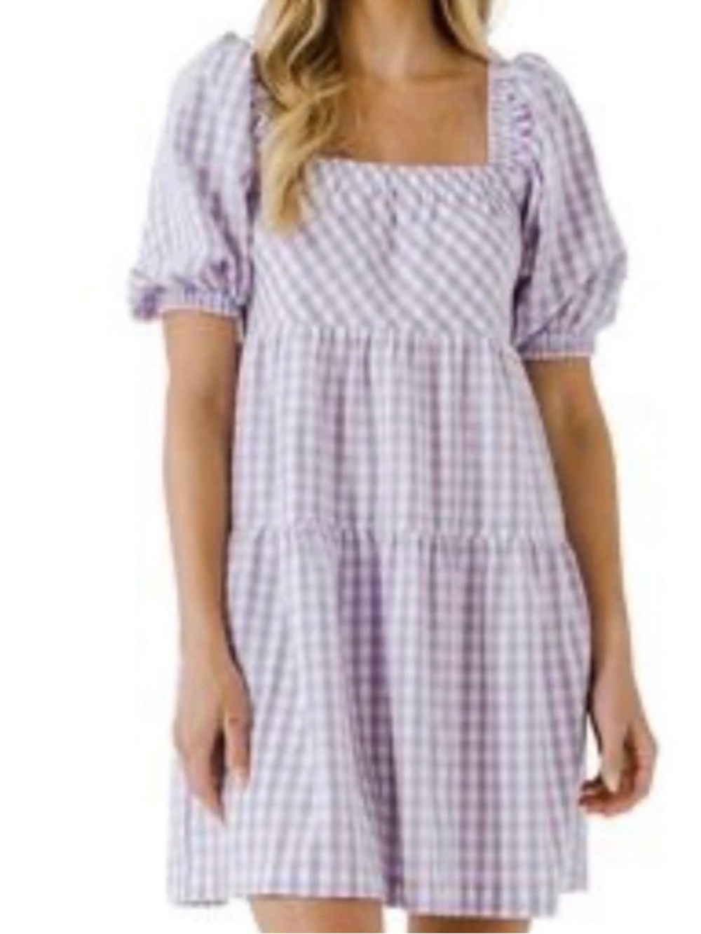 English Factory Lavender Checkered Dress